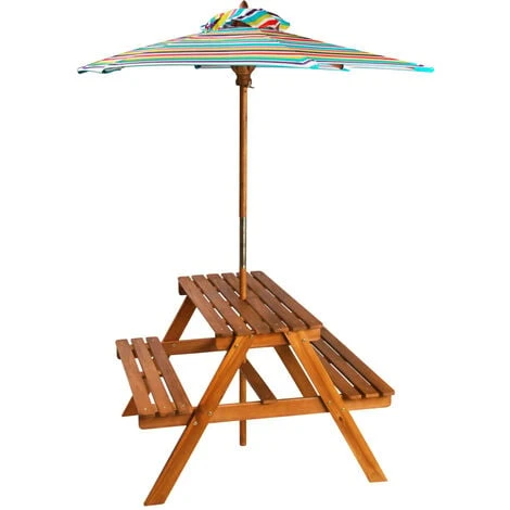 Table à Pique-nique Et Parasol Enfants 79x90x60cm Acacia Solide VidaXL 4 Table à Pique-nique Et Parasol Enfants 79x90x60cm Acacia Solide VidaXL – Image 2