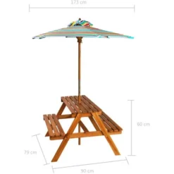 Table à Pique-nique Et Parasol Enfants 79x90x60cm Acacia Solide VidaXL 9 Table à Pique-nique Et Parasol Enfants 79x90x60cm Acacia Solide VidaXL -Promos Verde Rêverie Boutique 13936353 3