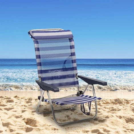 Chaise De Plage Lit Pliable Solenny 4 Positions Dossier Bas Avec Accoudoirs 77x60x83 cm 4 Chaise De Plage Lit Pliable Solenny 4 Positions Dossier Bas Avec Accoudoirs 77x60x83 cm – Image 2