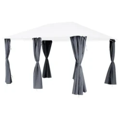 Jeu De 6 Rideaux Pour La Tonnelle Santorini 3 X 4 M Ardoise