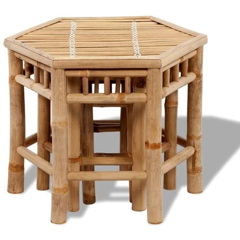 Tabourets De Jardin 3 Pcs Bambou VidaXL 4 Tabourets De Jardin 3 Pcs Bambou VidaXL – Image 2