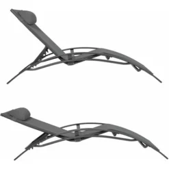 Lot De 2 Transats GALAPAGOS En Textilène Gris - Aluminium Gris Anthracite -Promos Verde Rêverie Boutique 1477172 2