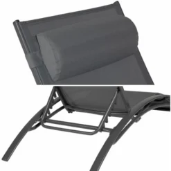 Lot De 2 Transats GALAPAGOS En Textilène Gris - Aluminium Gris Anthracite -Promos Verde Rêverie Boutique 1477172 3