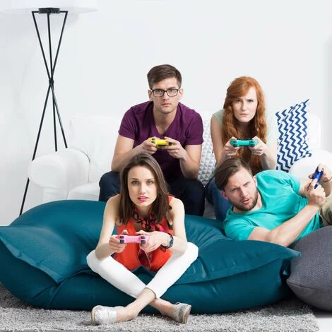 No Name Maxi Coussin Imprimé Intérieur Extérieur 140 X 180 Cm Bleu Canard 4 No Name Maxi Coussin Imprimé Intérieur Extérieur 140 X 180 Cm Bleu Canard – Image 2