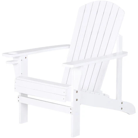 OUTSUNNY Fauteuil De Jardin Adirondack Chaise Longue Inclinable En Bois 97L X 73l X 93H Cm Blanc 3 OUTSUNNY Fauteuil De Jardin Adirondack Chaise Longue Inclinable En Bois 97L X 73l X 93H Cm Blanc