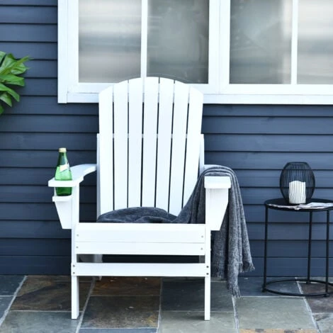 OUTSUNNY Fauteuil De Jardin Adirondack Chaise Longue Inclinable En Bois 97L X 73l X 93H Cm Blanc 7 OUTSUNNY Fauteuil De Jardin Adirondack Chaise Longue Inclinable En Bois 97L X 73l X 93H Cm Blanc – Image 5