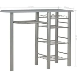 Ensemble De Bar Avec étagères 3 Pcs Bois Et Acier Gris VidaXL 9 Ensemble De Bar Avec étagères 3 Pcs Bois Et Acier Gris VidaXL -Promos Verde Rêverie Boutique 15739043 3