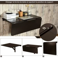 COSTWAY Table Murale Rabattable En Bois De Pin Et MDF 80 X 60 X 43 CM Table Pliable Idéal Pour Café,Cuisine,Balcon, Bureau Noir 9 COSTWAY Table Murale Rabattable En Bois De Pin Et MDF 80 X 60 X 43 CM Table Pliable Idéal Pour Café,Cuisine,Balcon, Bureau Noir -Promos Verde Rêverie Boutique 15881860 3