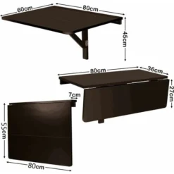 COSTWAY Table Murale Rabattable En Bois De Pin Et MDF 80 X 60 X 43 CM Table Pliable Idéal Pour Café,Cuisine,Balcon, Bureau Noir 11 COSTWAY Table Murale Rabattable En Bois De Pin Et MDF 80 X 60 X 43 CM Table Pliable Idéal Pour Café,Cuisine,Balcon, Bureau Noir -Promos Verde Rêverie Boutique 15881860 5