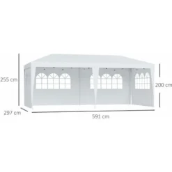 HOMCOM Tonnelle Pliante - Tente De Réception - 3 X 6 M - Pavillon Chapiteau Barnum - 3 Cotés Démontables - Piquets D'ancrage Au Sol + Sac De Transport Inclus Blanc 9 HOMCOM Tonnelle Pliante - Tente De Réception - 3 X 6 M - Pavillon Chapiteau Barnum - 3 Cotés Démontables - Piquets D'ancrage Au Sol + Sac De Transport Inclus Blanc -Promos Verde Rêverie Boutique 1602770 3