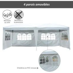 HOMCOM Tonnelle Pliante - Tente De Réception - 3 X 6 M - Pavillon Chapiteau Barnum - 3 Cotés Démontables - Piquets D'ancrage Au Sol + Sac De Transport Inclus Blanc 11 HOMCOM Tonnelle Pliante - Tente De Réception - 3 X 6 M - Pavillon Chapiteau Barnum - 3 Cotés Démontables - Piquets D'ancrage Au Sol + Sac De Transport Inclus Blanc -Promos Verde Rêverie Boutique 1602770 5