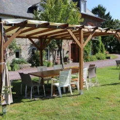 Pergola Bois 15m² - 3 X 5 Autoportée - Origine FR - Pergola Avec La Visserie Acier Zingué