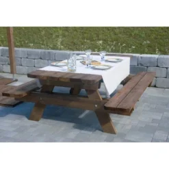Table De Jardin & Pique-nique - 2m - Section Renforcée / Epaisseur Premium - Durable Et Robuste - Bois - Origine France - Traitement Classe 3 - 4 à 6 Personnes. -Promos Verde Rêverie Boutique 16756083 3