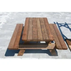 Table De Jardin & Pique-nique - 2m - Section Renforcée / Epaisseur Premium - Durable Et Robuste - Bois - Origine France - Traitement Classe 3 - 4 à 6 Personnes. -Promos Verde Rêverie Boutique 16756083 4