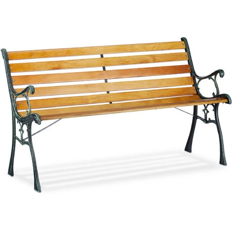 Relaxdays Banc De Jardin, 2 Places, Lattes En Bois, Fonte De Fer, Balcon Et Terrasse, HLP 73,5 X 126 X 52,5 Cm, Nature 3 Relaxdays Banc De Jardin, 2 Places, Lattes En Bois, Fonte De Fer, Balcon Et Terrasse, HLP 73,5 X 126 X 52,5 Cm, Nature