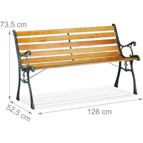 Relaxdays Banc De Jardin, 2 Places, Lattes En Bois, Fonte De Fer, Balcon Et Terrasse, HLP 73,5 X 126 X 52,5 Cm, Nature 6 Relaxdays Banc De Jardin, 2 Places, Lattes En Bois, Fonte De Fer, Balcon Et Terrasse, HLP 73,5 X 126 X 52,5 Cm, Nature – Image 4