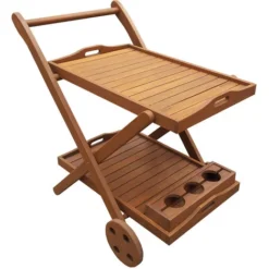 Desserte En Bois Exotique Manille - Maple - Marron Clair - Chariot De Service