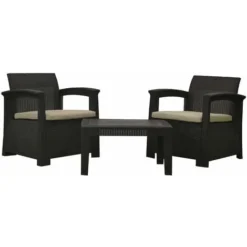 Salon De Jardin Chillvert Perugia En Résine 2 Canapés + Table Marron