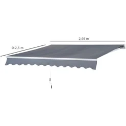 OUTSUNNY Store Banne Manuel Rétractable Aluminium Polyester Imperméabilisé 2,95L X 2,5l M Gris 9 OUTSUNNY Store Banne Manuel Rétractable Aluminium Polyester Imperméabilisé 2,95L X 2,5l M Gris -Promos Verde Rêverie Boutique 17842657 3