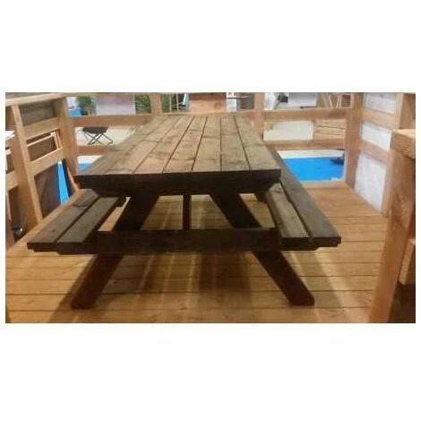 Table Banc De Pique-Nique 6 Pers. PMR Douglas Autoclave Marron 2m 3 Table Banc De Pique-Nique 6 Pers. PMR Douglas Autoclave Marron 2m