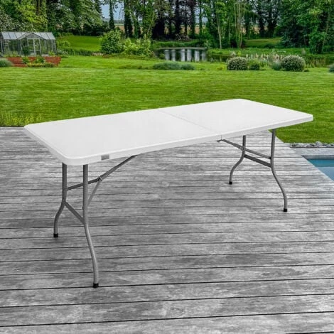 Table Pliante 180 Cm D'Appoint Rectangulaire Blanche - Table De Camping 8 Personnes L180 X L74 X H74cm En HDPE Haute Densité Épaisseur 3,5 Cm - Pieds En Acier Pelliculé Gris - Idéal Cérémonies 3 Table Pliante 180 Cm D'Appoint Rectangulaire Blanche - Table De Camping 8 Personnes L180 X L74 X H74cm En HDPE Haute Densité Épaisseur 3,5 Cm - Pieds En Acier Pelliculé Gris - Idéal Cérémonies