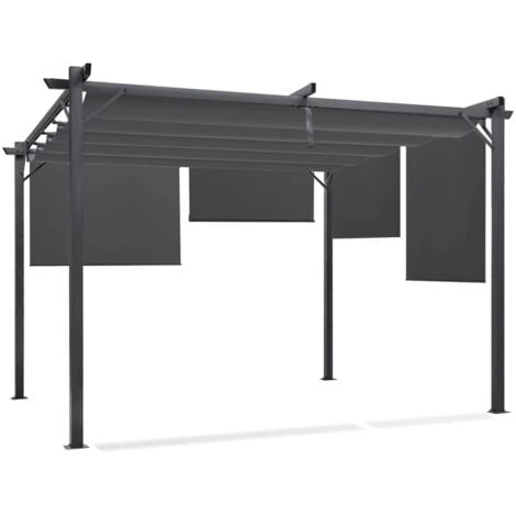 Pergola édition Spéciale Toit Rétractable 3x4 M Et 4 Stores Gris Anthracite 3 Pergola édition Spéciale Toit Rétractable 3x4 M Et 4 Stores Gris Anthracite