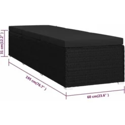 Chaise Longue Avec Coussin Résine Tressée Noir VidaXL 9 Chaise Longue Avec Coussin Résine Tressée Noir VidaXL -Promos Verde Rêverie Boutique 18183129 3