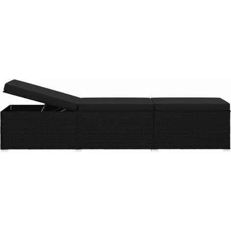 Chaise Longue Avec Coussin Résine Tressée Noir VidaXL 6 Chaise Longue Avec Coussin Résine Tressée Noir VidaXL – Image 4
