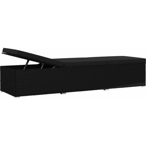 Chaise Longue Avec Coussin Résine Tressée Noir VidaXL 7 Chaise Longue Avec Coussin Résine Tressée Noir VidaXL – Image 5