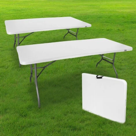 Lot De 2 Tables Pliantes De Camping 180 Cm Rectangulaire Blanche - Table De Jardin 8 Personnes L180 X L74 X H74cm En HDPE Haute Densité Épaisseur 3,5 Cm - Pieds En Acier Pelliculé Gris 3 Lot De 2 Tables Pliantes De Camping 180 Cm Rectangulaire Blanche - Table De Jardin 8 Personnes L180 X L74 X H74cm En HDPE Haute Densité Épaisseur 3,5 Cm - Pieds En Acier Pelliculé Gris