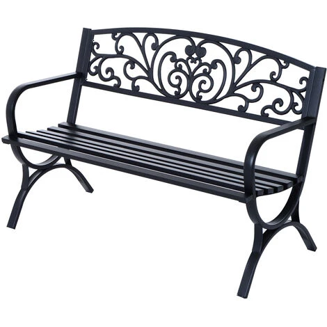 Outsunny Banc De Jardin Terrasse En Acier Fonte Noir 3 Places 127 X 60 X 85 Cm Charge Max 250 Kg 3 Outsunny Banc De Jardin Terrasse En Acier Fonte Noir 3 Places 127 X 60 X 85 Cm Charge Max 250 Kg