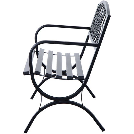 Outsunny Banc De Jardin Terrasse En Acier Fonte Noir 3 Places 127 X 60 X 85 Cm Charge Max 250 Kg 5 Outsunny Banc De Jardin Terrasse En Acier Fonte Noir 3 Places 127 X 60 X 85 Cm Charge Max 250 Kg – Image 3
