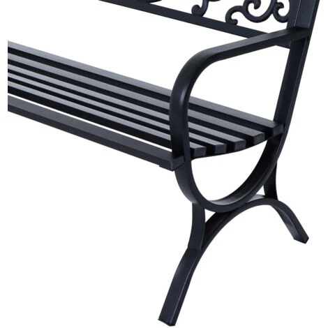 Outsunny Banc De Jardin Terrasse En Acier Fonte Noir 3 Places 127 X 60 X 85 Cm Charge Max 250 Kg 7 Outsunny Banc De Jardin Terrasse En Acier Fonte Noir 3 Places 127 X 60 X 85 Cm Charge Max 250 Kg – Image 5