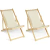 Lot De 2 Chaises Longues Pliantes Chilienne Bois Toile écrue -Promos Verde Rêverie Boutique 18322196 1