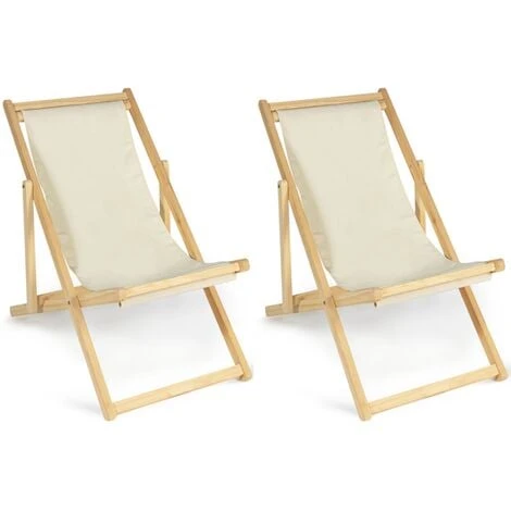 Lot De 2 Chaises Longues Pliantes Chilienne Bois Toile écrue 3 Lot De 2 Chaises Longues Pliantes Chilienne Bois Toile écrue