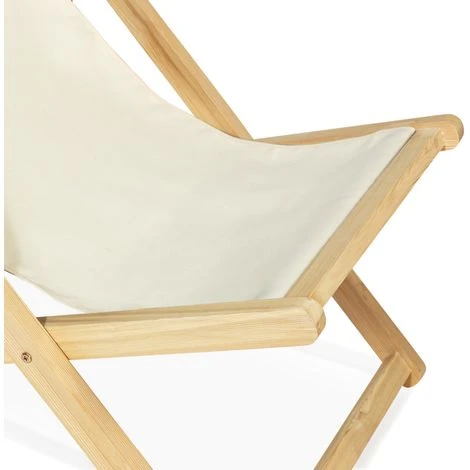 Lot De 2 Chaises Longues Pliantes Chilienne Bois Toile écrue 5 Lot De 2 Chaises Longues Pliantes Chilienne Bois Toile écrue – Image 3