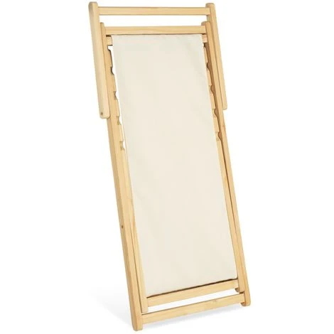 Lot De 2 Chaises Longues Pliantes Chilienne Bois Toile écrue 6 Lot De 2 Chaises Longues Pliantes Chilienne Bois Toile écrue – Image 4