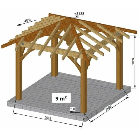 Carbet Bois Massif 3x3 - Durable 4 Carbet Bois Massif 3x3 - Durable – Image 2