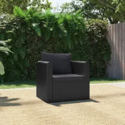Fauteuil Avec Coussins Résine Tressée Noir VidaXL 8 Fauteuil Avec Coussins Résine Tressée Noir VidaXL -Promos Verde Rêverie Boutique 18379421 2