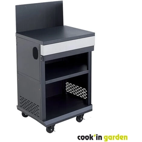 Desserte De Jardin - Noir / Inox - Module Compatible Fidji 3 Et 4 - Cuisine Extérieure - Cook'In Garden 3 Desserte De Jardin - Noir / Inox - Module Compatible Fidji 3 Et 4 - Cuisine Extérieure - Cook'In Garden