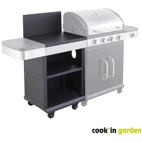 Desserte De Jardin - Noir / Inox - Module Compatible Fidji 3 Et 4 - Cuisine Extérieure - Cook'In Garden 4 Desserte De Jardin - Noir / Inox - Module Compatible Fidji 3 Et 4 - Cuisine Extérieure - Cook'In Garden – Image 2