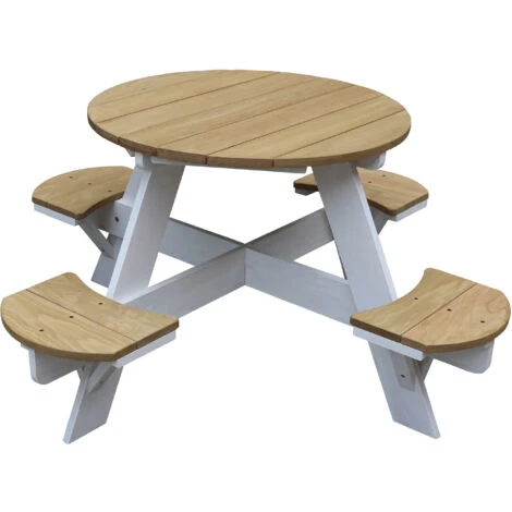 AXI UFO Table De Pique Nique Ronde Pour Enfants En Bois Table Ronde Enfant Pour Le Jardin En Marron Et Blanc Avec 4 Sièges 4 AXI UFO Table De Pique Nique Ronde Pour Enfants En Bois Table Ronde Enfant Pour Le Jardin En Marron Et Blanc Avec 4 Sièges – Image 2