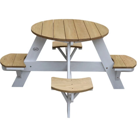 AXI UFO Table De Pique Nique Ronde Pour Enfants En Bois Table Ronde Enfant Pour Le Jardin En Marron Et Blanc Avec 4 Sièges 5 AXI UFO Table De Pique Nique Ronde Pour Enfants En Bois Table Ronde Enfant Pour Le Jardin En Marron Et Blanc Avec 4 Sièges – Image 3
