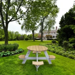 AXI UFO Table De Pique Nique Ronde Pour Enfants En Bois Table Ronde Enfant Pour Le Jardin En Marron Et Blanc Avec 4 Sièges 11 AXI UFO Table De Pique Nique Ronde Pour Enfants En Bois Table Ronde Enfant Pour Le Jardin En Marron Et Blanc Avec 4 Sièges -Promos Verde Rêverie Boutique 18396662 5