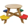 AXI UFO Table De Pique Nique Ronde Pour Enfants En Bois Table Ronde Enfant Pour Le Jardin Multicouleur Avec 4 Sièges -Promos Verde Rêverie Boutique 18396663 1