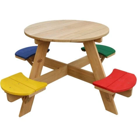 AXI UFO Table De Pique Nique Ronde Pour Enfants En Bois Table Ronde Enfant Pour Le Jardin Multicouleur Avec 4 Sièges 3 AXI UFO Table De Pique Nique Ronde Pour Enfants En Bois Table Ronde Enfant Pour Le Jardin Multicouleur Avec 4 Sièges