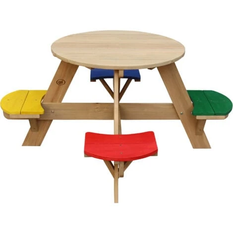 AXI UFO Table De Pique Nique Ronde Pour Enfants En Bois Table Ronde Enfant Pour Le Jardin Multicouleur Avec 4 Sièges 4 AXI UFO Table De Pique Nique Ronde Pour Enfants En Bois Table Ronde Enfant Pour Le Jardin Multicouleur Avec 4 Sièges – Image 2
