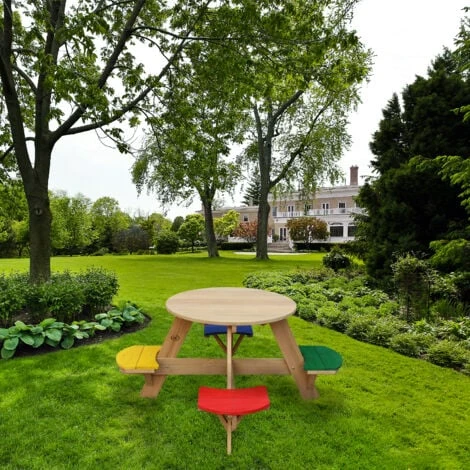 AXI UFO Table De Pique Nique Ronde Pour Enfants En Bois Table Ronde Enfant Pour Le Jardin Multicouleur Avec 4 Sièges 7 AXI UFO Table De Pique Nique Ronde Pour Enfants En Bois Table Ronde Enfant Pour Le Jardin Multicouleur Avec 4 Sièges – Image 5