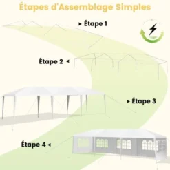COSTWAY Tonnelle De Jardin/Barnum 9L X 3l X 2,6H M Tente De Réception Avec 5 Parois Amovibles Piquets De Terre Et Fenêtre Sur Côté 11 COSTWAY Tonnelle De Jardin/Barnum 9L X 3l X 2,6H M Tente De Réception Avec 5 Parois Amovibles Piquets De Terre Et Fenêtre Sur Côté -Promos Verde Rêverie Boutique 18442959 5