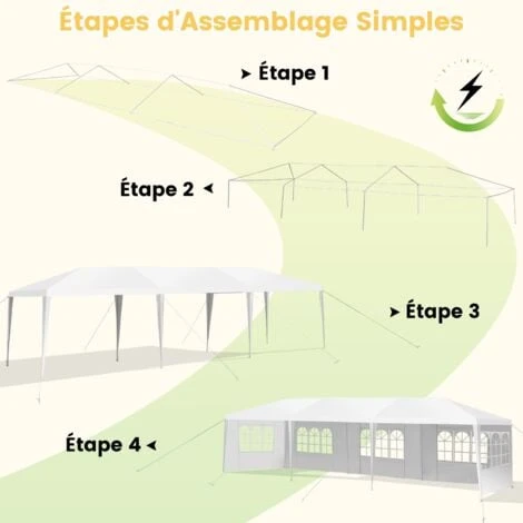 COSTWAY Tonnelle De Jardin/Barnum 9L X 3l X 2,6H M Tente De Réception Avec 5 Parois Amovibles Piquets De Terre Et Fenêtre Sur Côté 7 COSTWAY Tonnelle De Jardin/Barnum 9L X 3l X 2,6H M Tente De Réception Avec 5 Parois Amovibles Piquets De Terre Et Fenêtre Sur Côté – Image 5